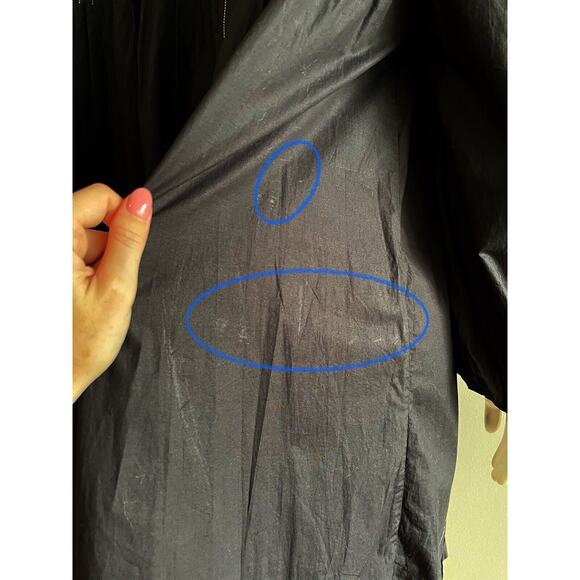 Ganni Women's Black Pintucked Cotton-Poplin Contrast Stitch Dress Size 36 Small - Picture 13 of 16